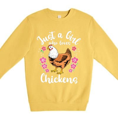 Kids Chicken Just A Girl Who Loves Chickens Premium Crewneck Sweatshirt