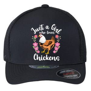 Kids Chicken Just A Girl Who Loves Chickens Flexfit Unipanel Trucker Cap