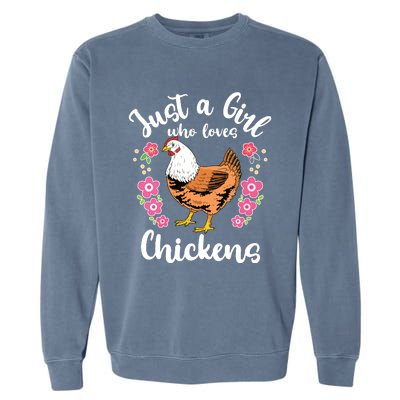 Kids Chicken Just A Girl Who Loves Chickens Garment-Dyed Sweatshirt