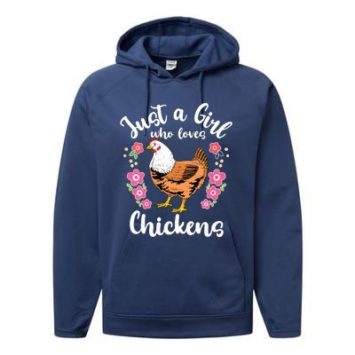 Kids Chicken Just A Girl Who Loves Chickens Performance Fleece Hoodie