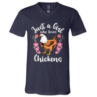 Kids Chicken Just A Girl Who Loves Chickens V-Neck T-Shirt