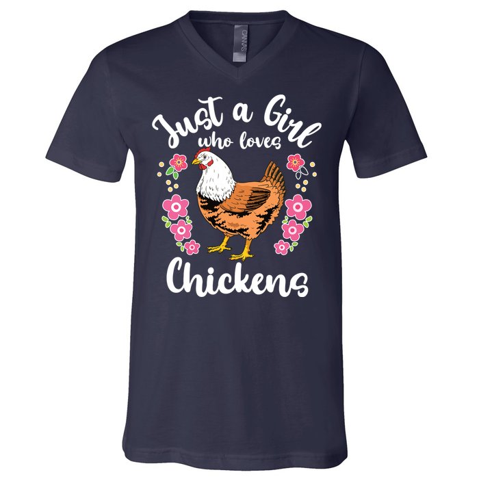 Kids Chicken Just A Girl Who Loves Chickens V-Neck T-Shirt