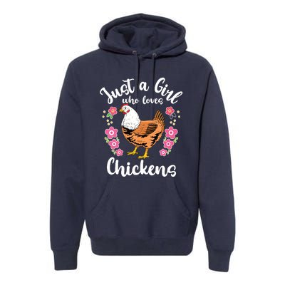 Kids Chicken Just A Girl Who Loves Chickens Premium Hoodie