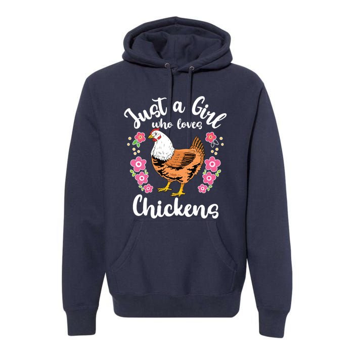 Kids Chicken Just A Girl Who Loves Chickens Premium Hoodie