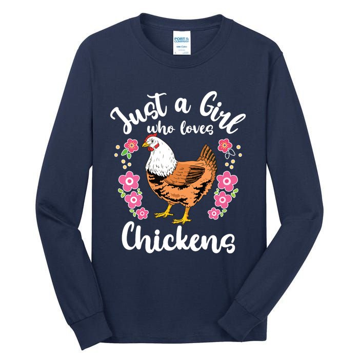 Kids Chicken Just A Girl Who Loves Chickens Tall Long Sleeve T-Shirt