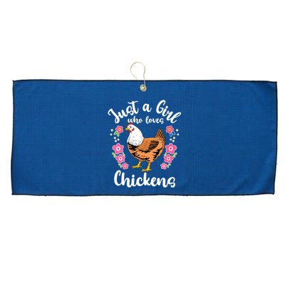 Kids Chicken Just A Girl Who Loves Chickens Large Microfiber Waffle Golf Towel