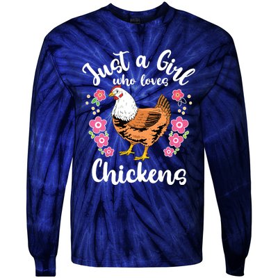 Kids Chicken Just A Girl Who Loves Chickens Tie-Dye Long Sleeve Shirt