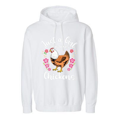 Kids Chicken Just A Girl Who Loves Chickens Garment-Dyed Fleece Hoodie