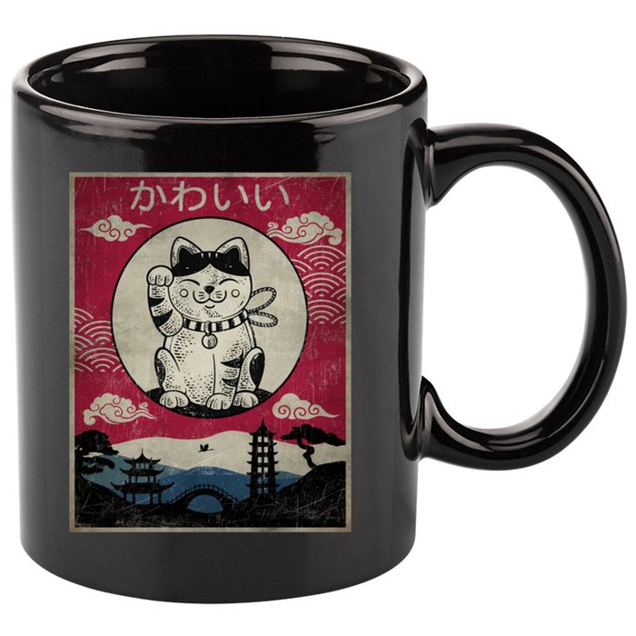Kawaii Cat Japanese 11oz C Handle Ceramic Mug