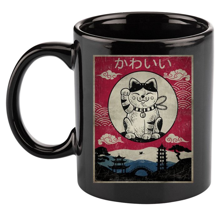 Kawaii Cat Japanese 11oz C Handle Ceramic Mug