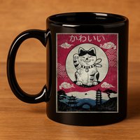Kawaii Cat Japanese 11oz C Handle Ceramic Mug