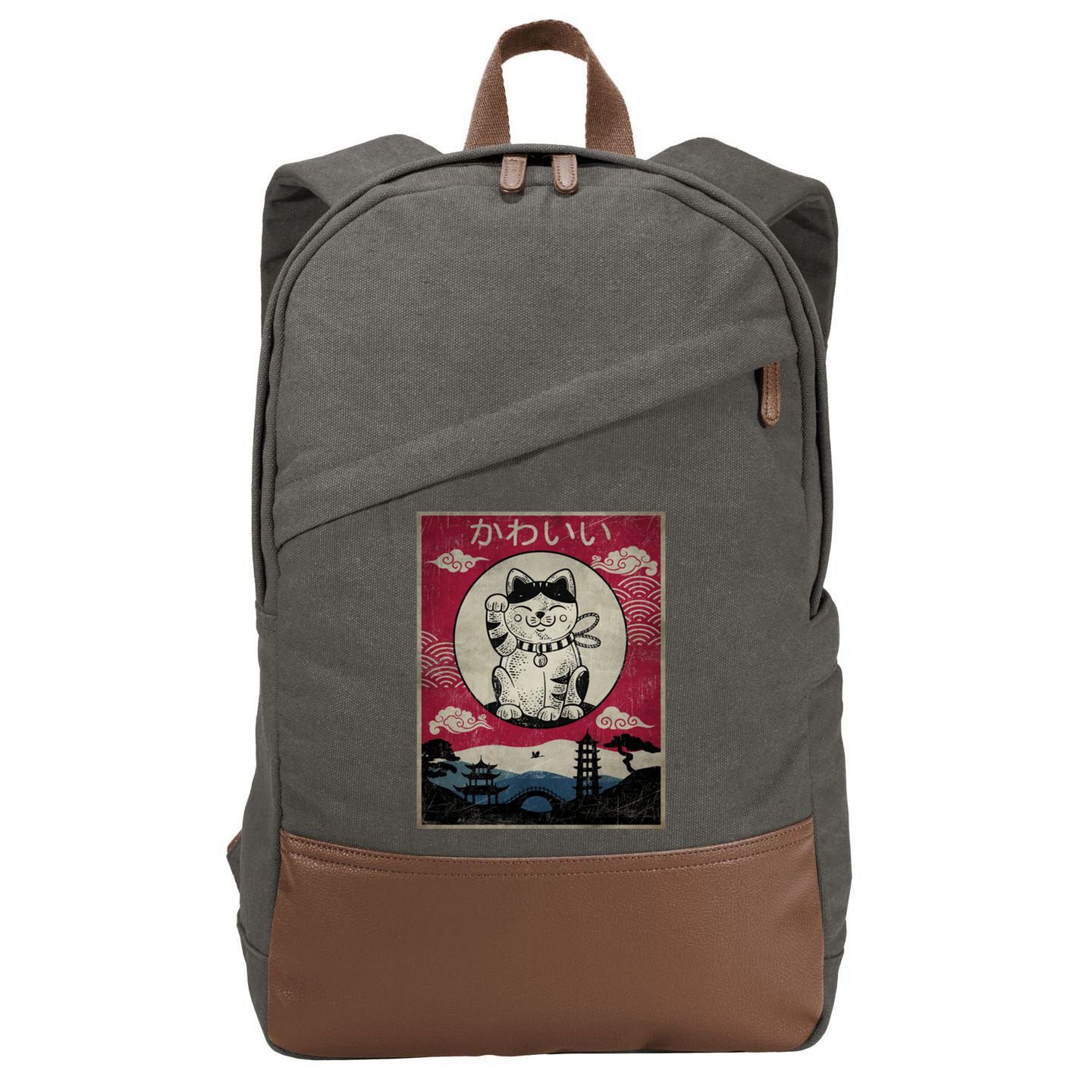 Kawaii Cat Japanese Cotton Canvas Backpack