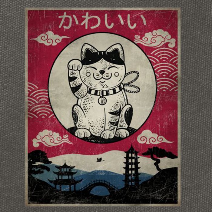 Kawaii Cat Japanese Cotton Canvas Backpack