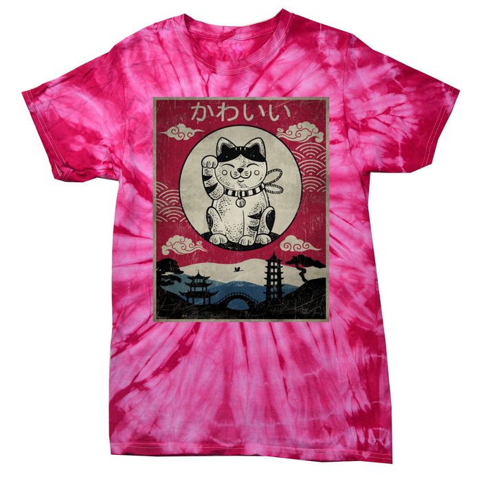 Kawaii Cat Japanese Tie-Dye T-Shirt