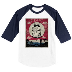 Kawaii Cat Japanese Baseball Sleeve Shirt