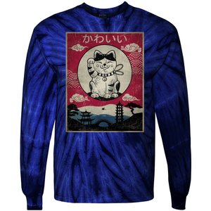 Kawaii Cat Japanese Tie-Dye Long Sleeve Shirt