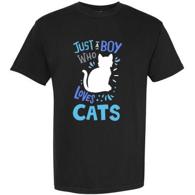 Kids Cat Just A Boy Who Loves Cats Gift For Cat Lovers TShirt Garment-Dyed Heavyweight T-Shirt