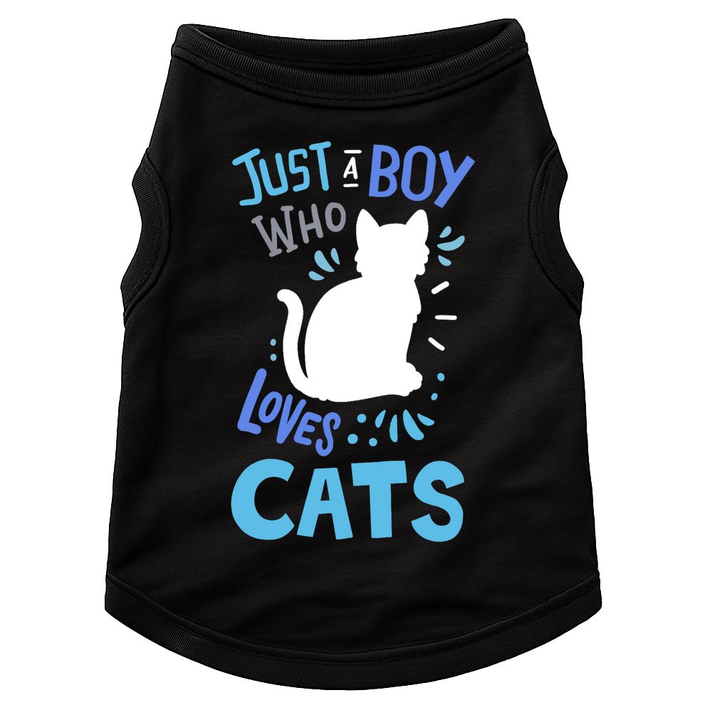 Kids Cat Just A Boy Who Loves Cats Gift For Cat Lovers TShirt Doggie Tank