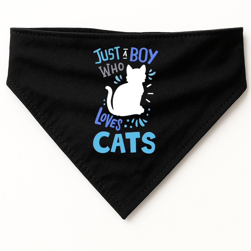 Kids Cat Just A Boy Who Loves Cats Gift For Cat Lovers TShirt USA-Made Doggie Bandana