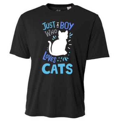 Kids Cat Just A Boy Who Loves Cats Gift For Cat Lovers TShirt Cooling Performance Crew T-Shirt