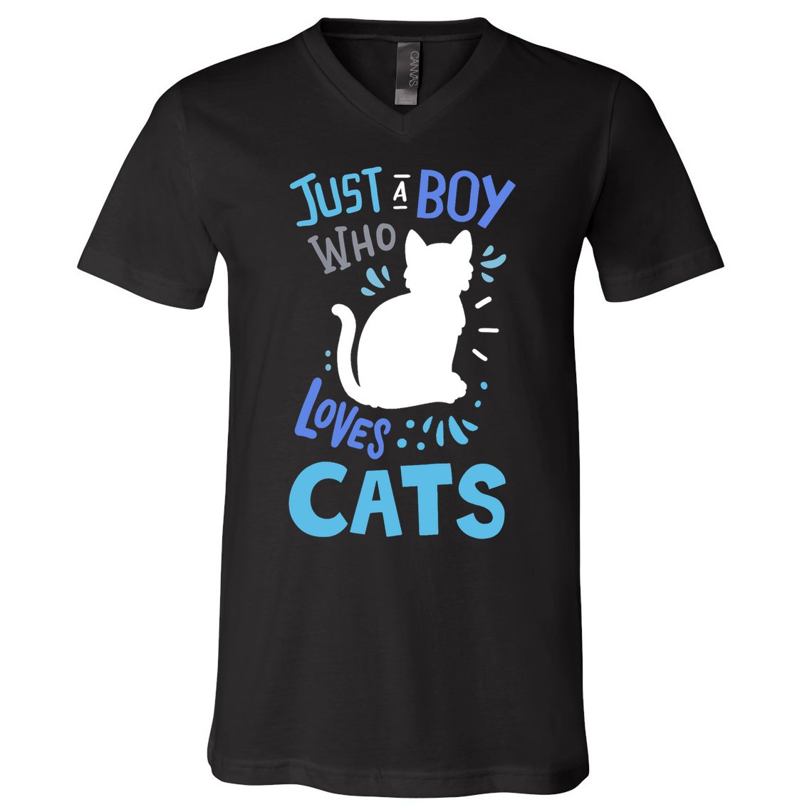 Kids Cat Just A Boy Who Loves Cats Gift For Cat Lovers TShirt V-Neck T-Shirt