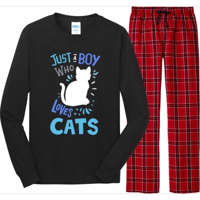 Kids Cat Just A Boy Who Loves Cats Gift For Cat Lovers TShirt Long Sleeve Pajama Set