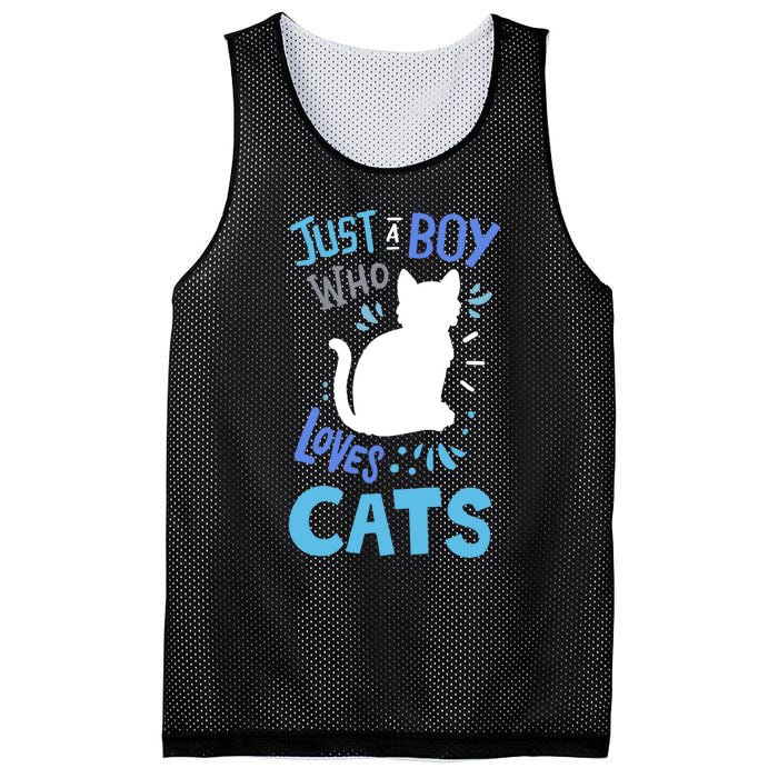 Kids Cat Just A Boy Who Loves Cats Gift For Cat Lovers TShirt Mesh Reversible Basketball Jersey Tank