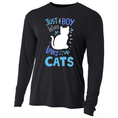 Kids Cat Just A Boy Who Loves Cats Gift For Cat Lovers TShirt Cooling Performance Long Sleeve Crew