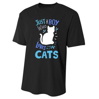 Kids Cat Just A Boy Who Loves Cats Gift For Cat Lovers TShirt Performance Sprint T-Shirt