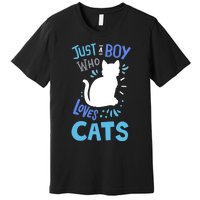 Kids Cat Just A Boy Who Loves Cats Gift For Cat Lovers TShirt Premium T-Shirt