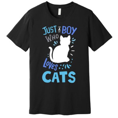 Kids Cat Just A Boy Who Loves Cats Gift For Cat Lovers TShirt Premium T-Shirt