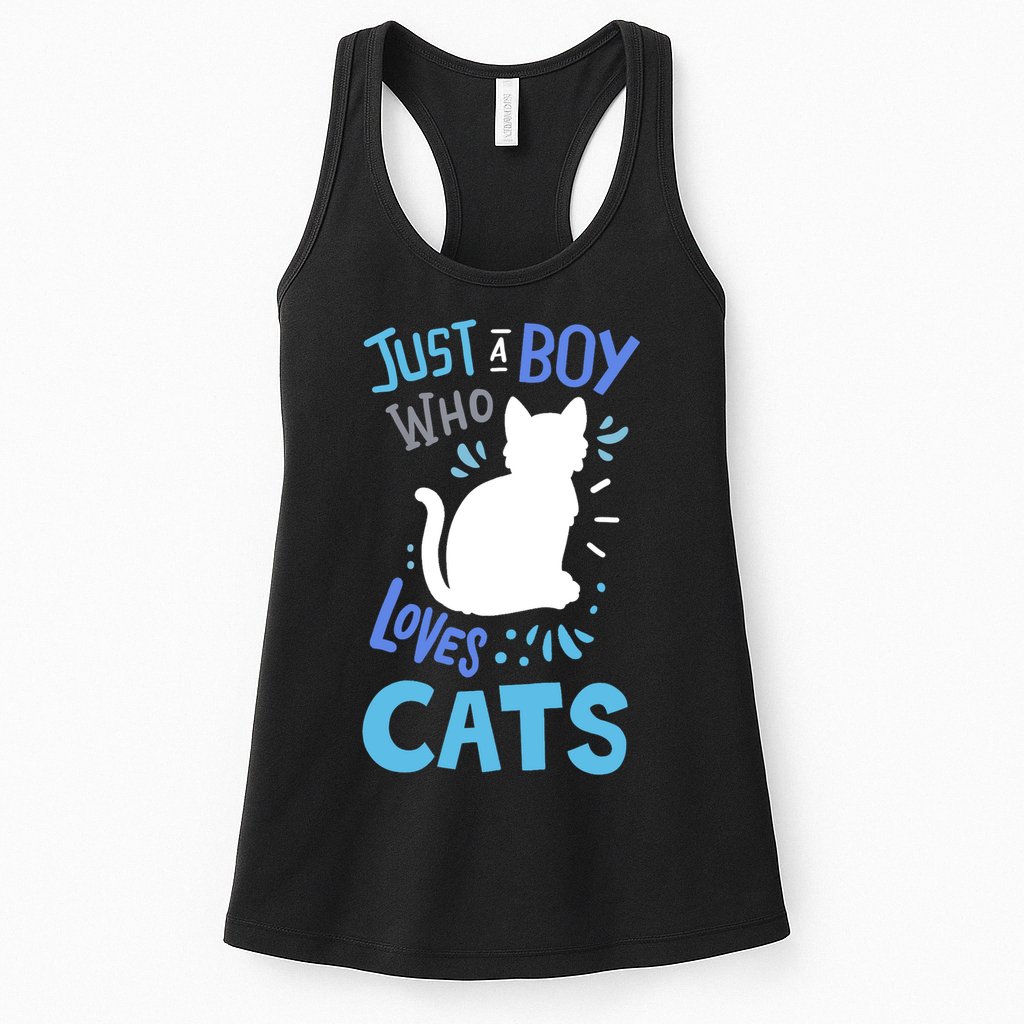Kids Cat Just A Boy Who Loves Cats Gift For Cat Lovers TShirt Womens Tank Top
