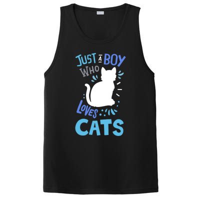 Kids Cat Just A Boy Who Loves Cats Gift For Cat Lovers TShirt PosiCharge Competitor Tank