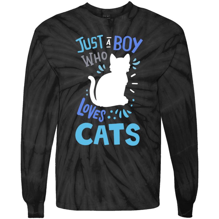 Kids Cat Just A Boy Who Loves Cats Gift For Cat Lovers TShirt Tie-Dye Long Sleeve Shirt