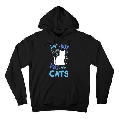 Kids Cat Just A Boy Who Loves Cats Gift For Cat Lovers TShirt Tall Hoodie