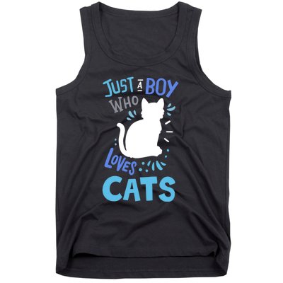 Kids Cat Just A Boy Who Loves Cats Gift For Cat Lovers TShirt Tank Top