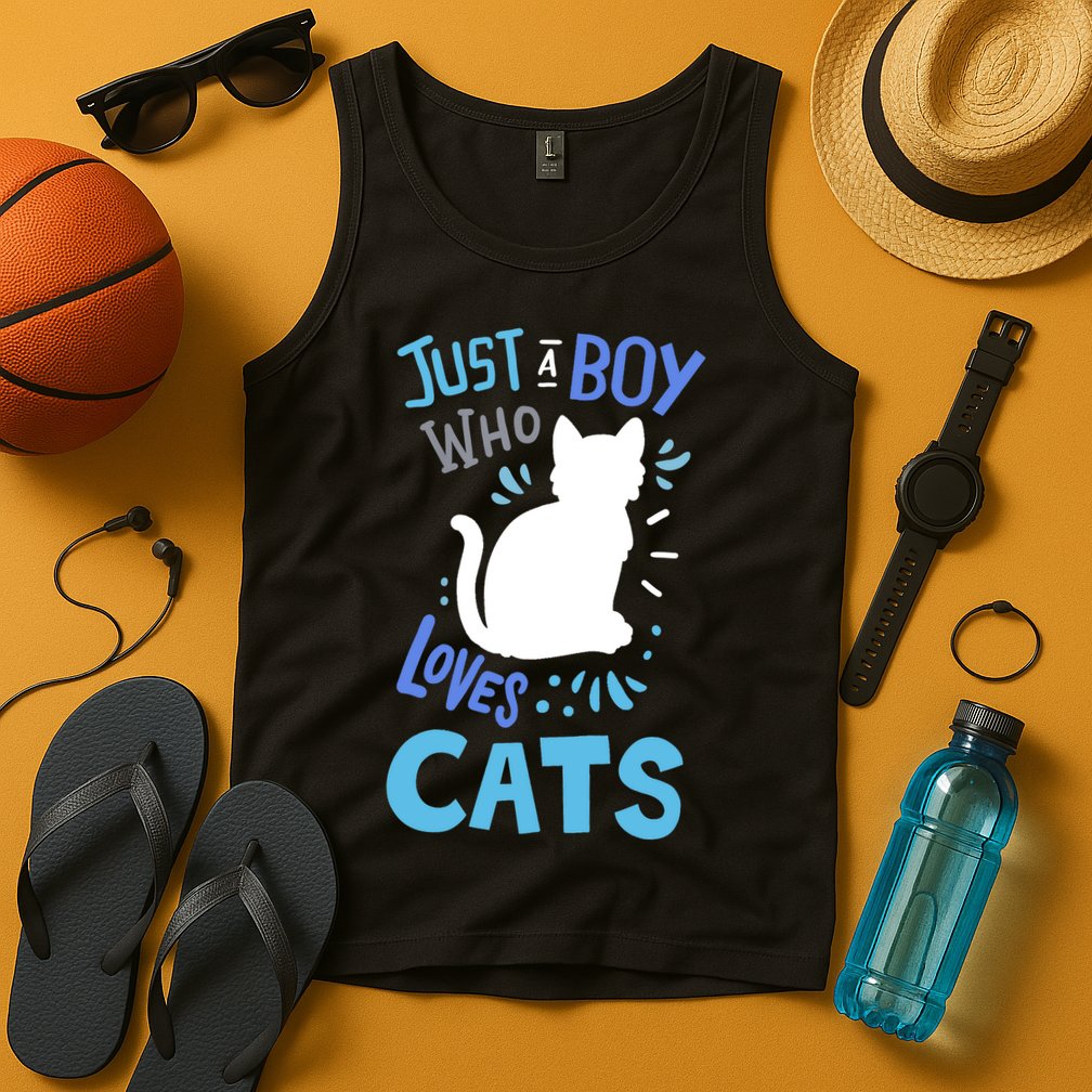 Kids Cat Just A Boy Who Loves Cats Gift For Cat Lovers TShirt Tank Top