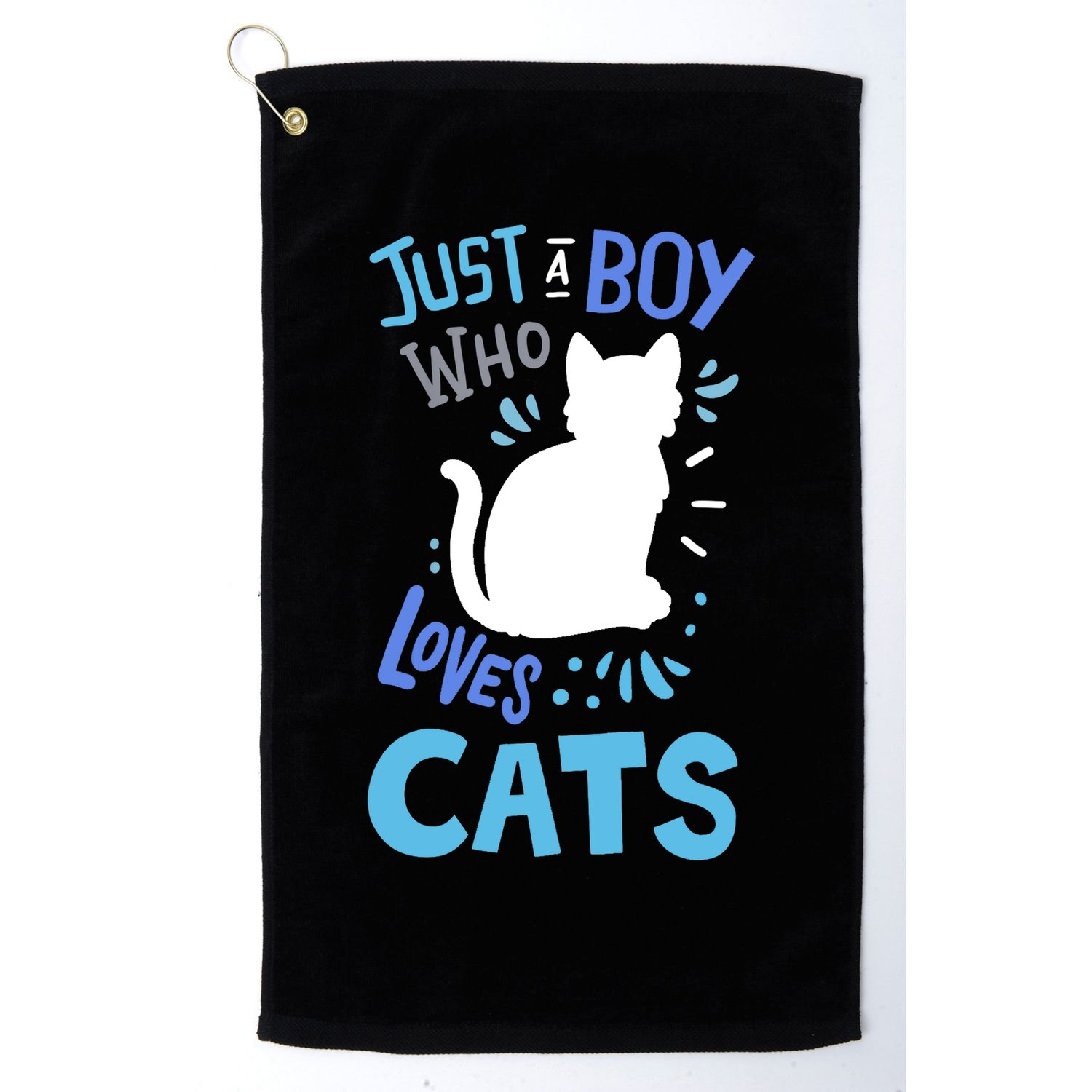 Kids Cat Just A Boy Who Loves Cats Gift For Cat Lovers TShirt Golf Towel