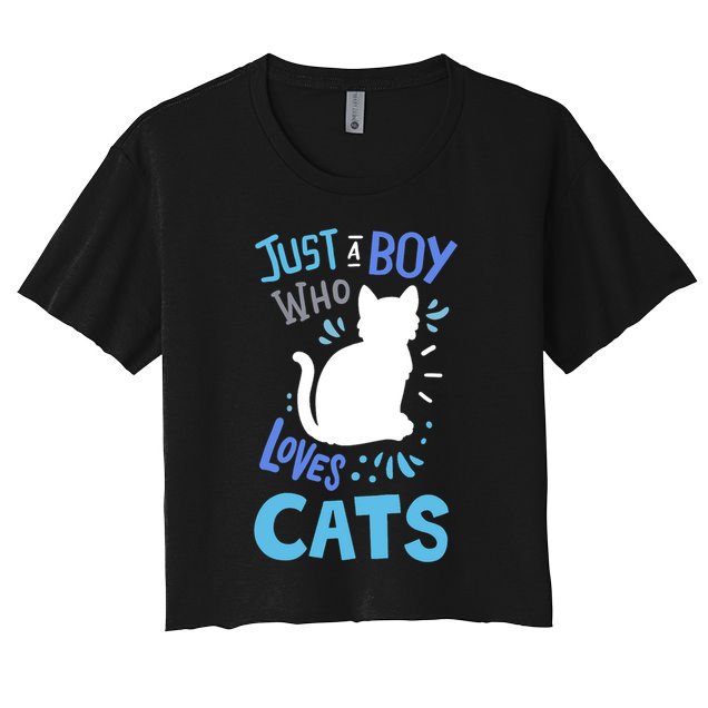 Kids Cat Just A Boy Who Loves Cats Gift For Cat Lovers TShirt Crop Top