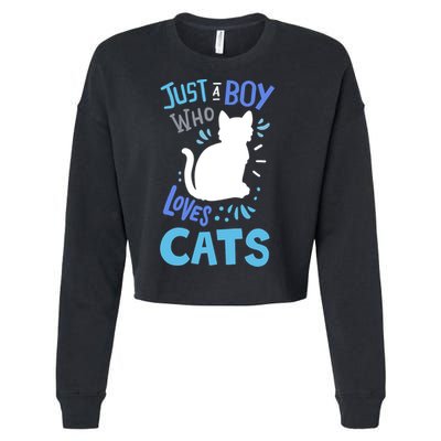 Kids Cat Just A Boy Who Loves Cats Gift For Cat Lovers TShirt Cropped Pullover Crew