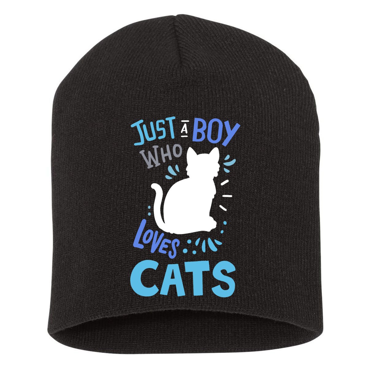 Kids Cat Just A Boy Who Loves Cats Gift For Cat Lovers TShirt Short Acrylic Beanie