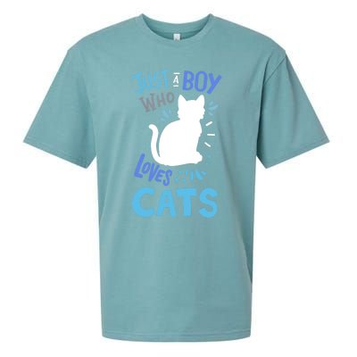 Kids Cat Just A Boy Who Loves Cats Gift For Cat Lovers TShirt Sueded Cloud Jersey T-Shirt