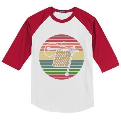 Knit Crocheter Knitter Crocheting Yarn Retro Knitting Gift Kids Colorblock Raglan Jersey