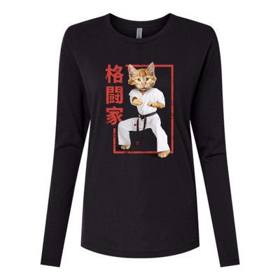 Karate Cat Womens Cotton Relaxed Long Sleeve T-Shirt