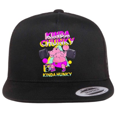Kinda Chunky Kinda Hunky And Body Building Gym Flat Bill Trucker Hat