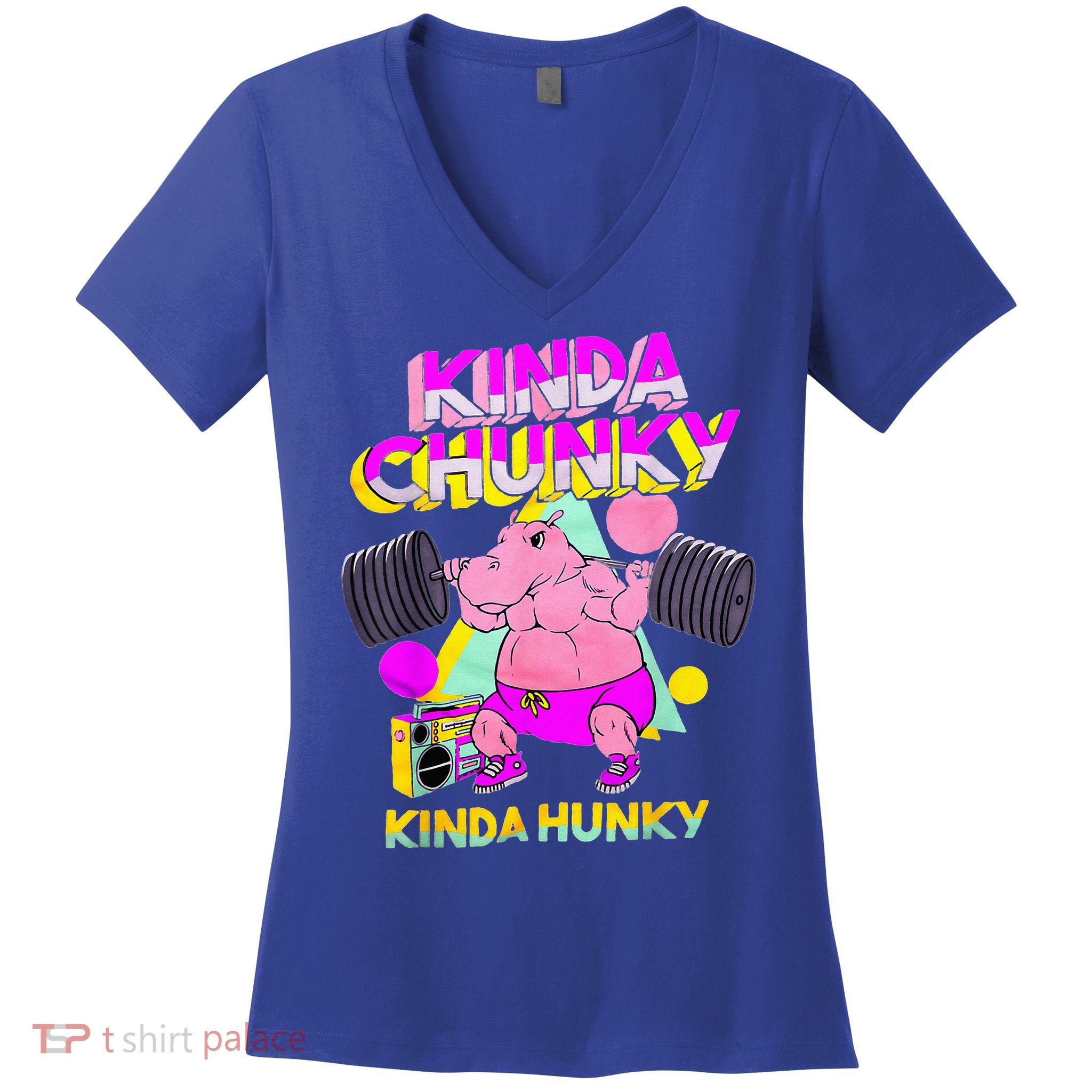 Kinda Chunky Kinda Hunky And Body Building Gym Women's V-Neck T-Shirt