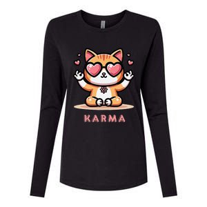 Karma Cat Womens Cotton Relaxed Long Sleeve T-Shirt