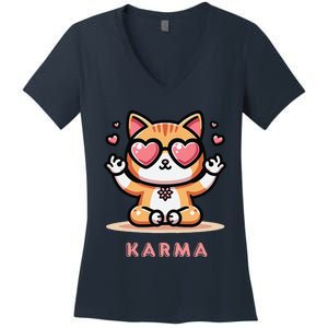 Karma Cat Women's V-Neck T-Shirt