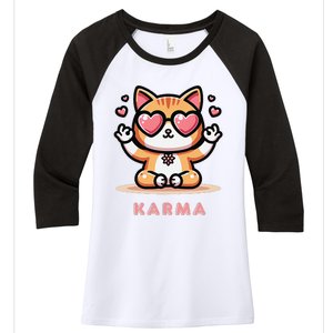 Karma Cat Women's Tri-Blend 3/4-Sleeve Raglan Shirt