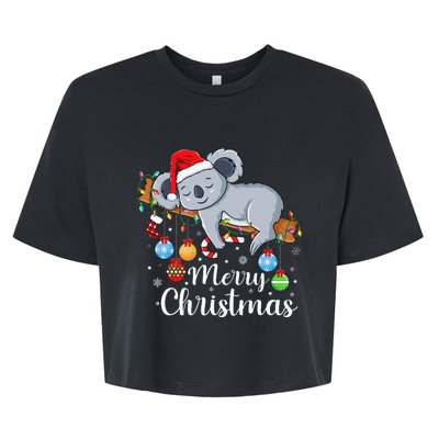 Koalalala Cute Koala Bear santa hat funny Christmas koala Bella+Canvas Jersey Crop Tee